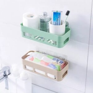 ( Pack Of 02 ) Self Adhesive Bathroom Storage Shelf Rack