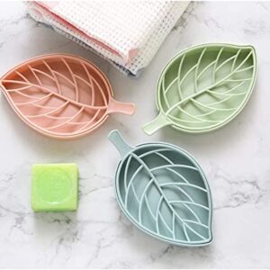 Pack Of 2 Leaf Shape Soap Holder with Draining Tray